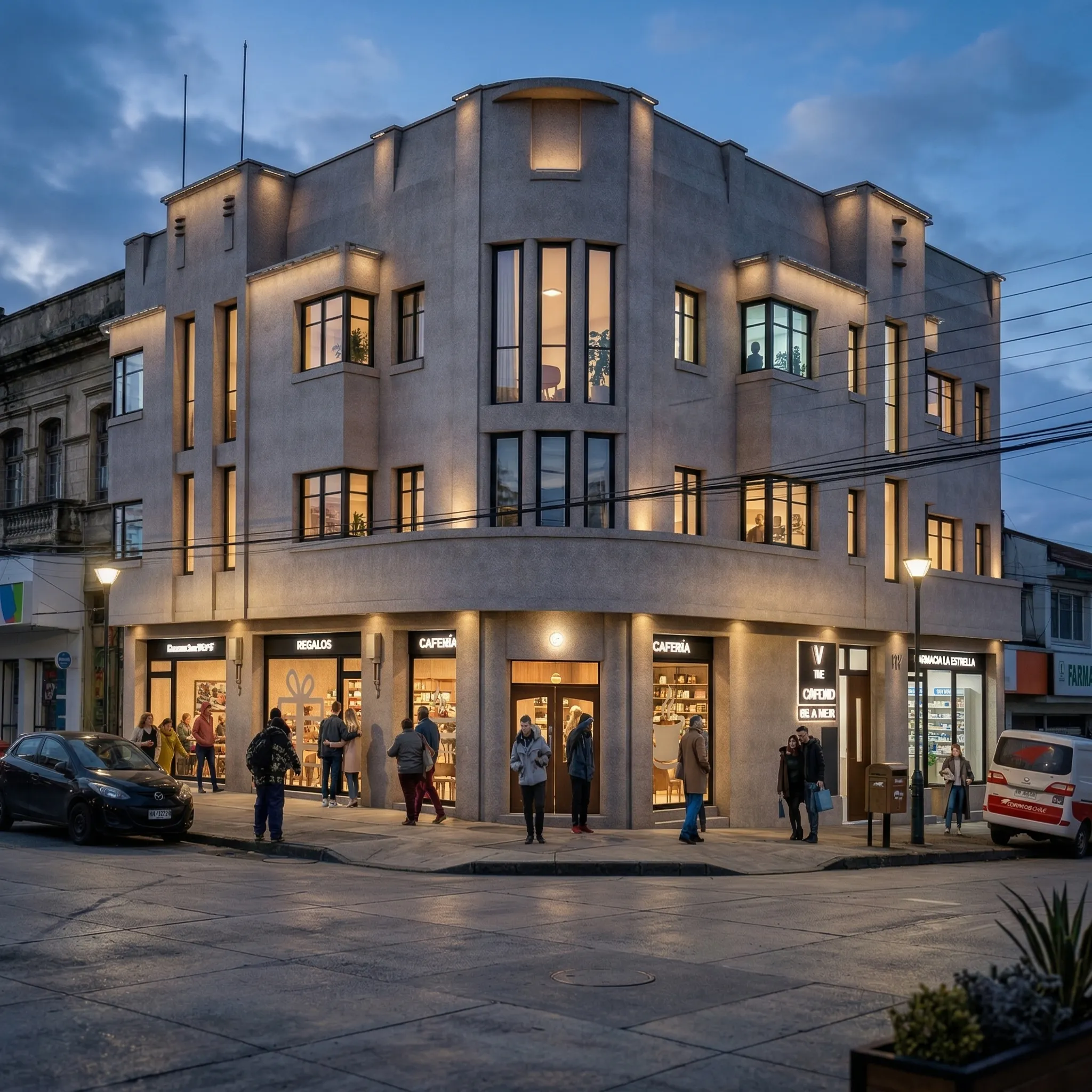 Render Esquina de Edificio Cañon — PatagoniaBIM